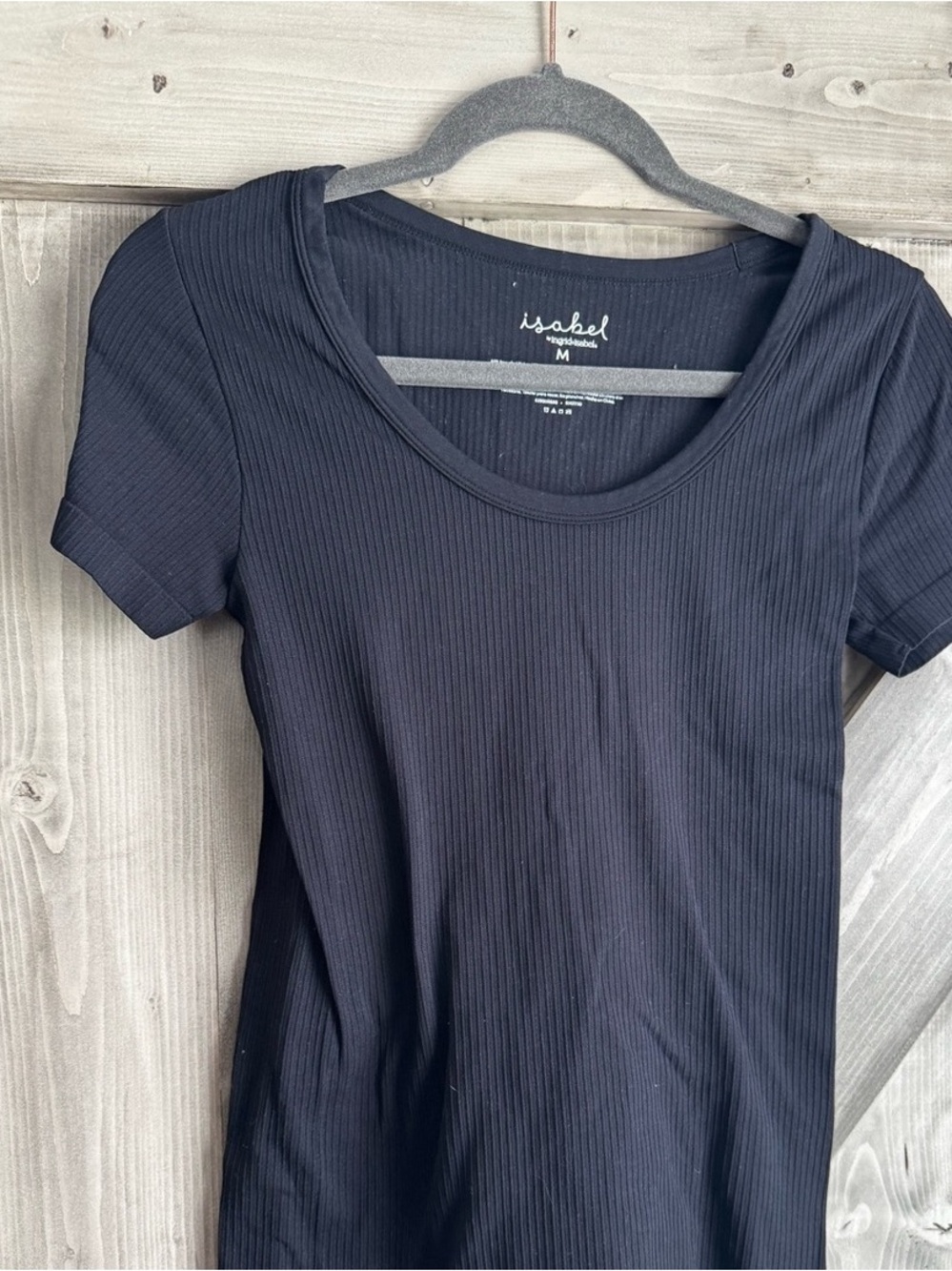 Isabel Ribbed Scoop Neck Tee - Black